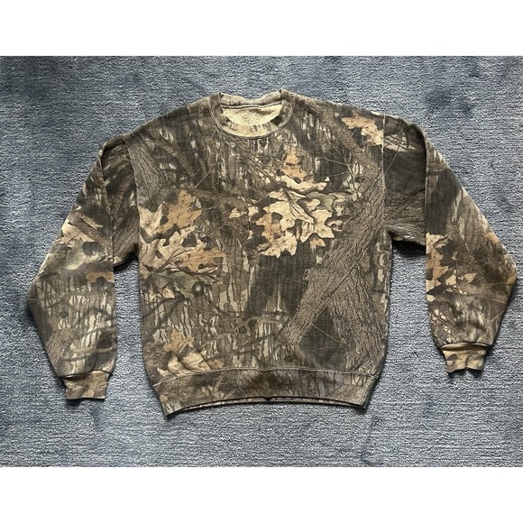 Vintage Mossy Oak Break-Up Camo Sweatshirt Crewneck Pullover Men's Size L - Picture 1 of 12